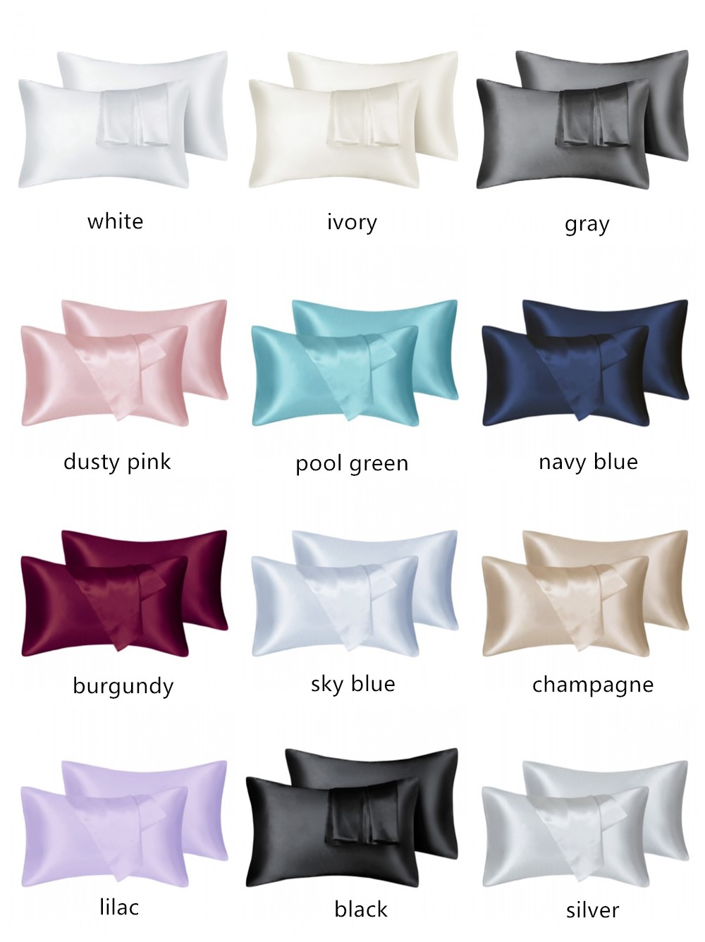 2pcs/lot Queen Size Solid Silk - Skincare Queen 评论和价格