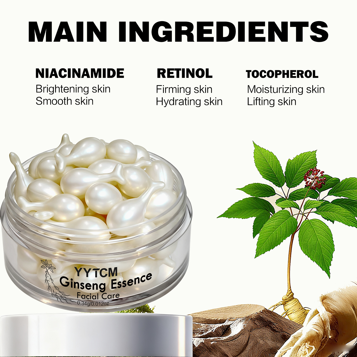 Ginseng Essence Capsules, Mois - Retinol Vitamin A Cream 评论和价格